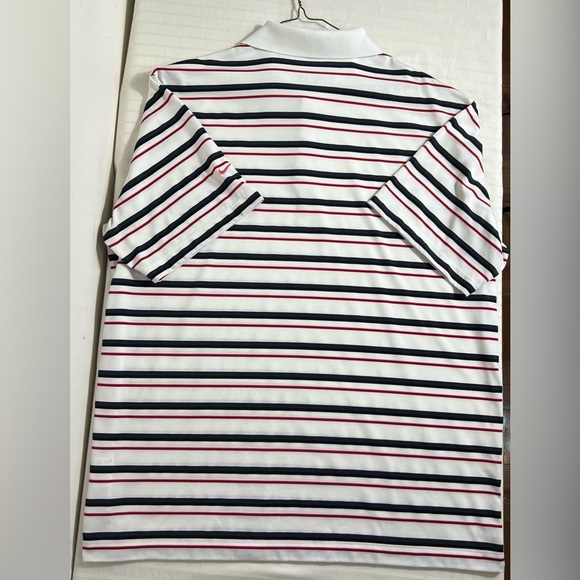 Nike Golf Dri-Fit White Red Black Striped Polo Short Sleeve Shirt XL Q1 - Picture 6 of 13